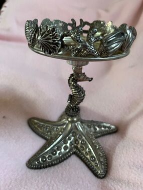 Decorative Silver plated  Seahorse Pedestal Accent -